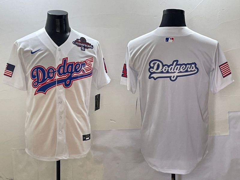 Men Los Angeles Dodgers Blank White national flag second generation joint name Nike 2025 MLB Jersey style 14->los angeles dodgers->MLB Jersey